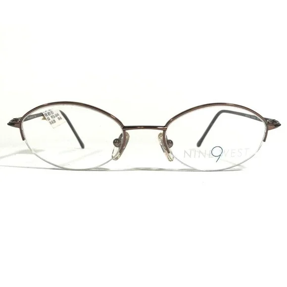 Nine West Petite Eyeglasses Frames 217 EG4 Brown Round Half Rim 46-18-130