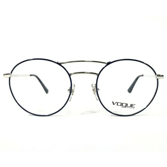Vogue Eyeglasses Frames VO4059 5059 Blue Silver Round Full Wire Rim 48-19-135