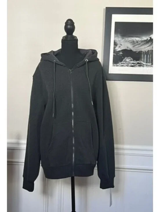 Black Bison Men's Zip Up Hoodie - Heather Gray Size L