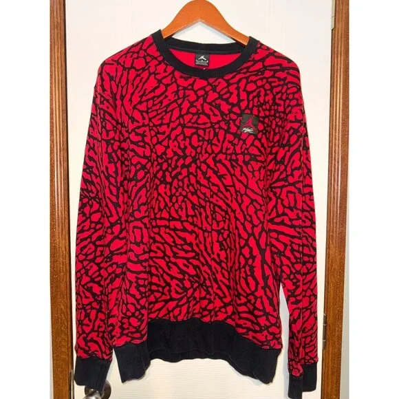 Vintage 90's Nike Air Jordan Prime Flight Elephant Print Sweatshirt Sz Large‎