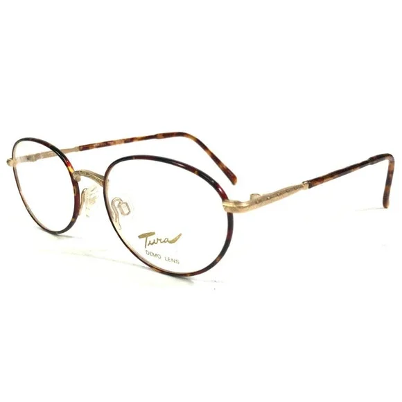 Vintage Tura Eyeglasses Frames MOD.769 TOR Tortoise Matte Gold Round 50-18-140
