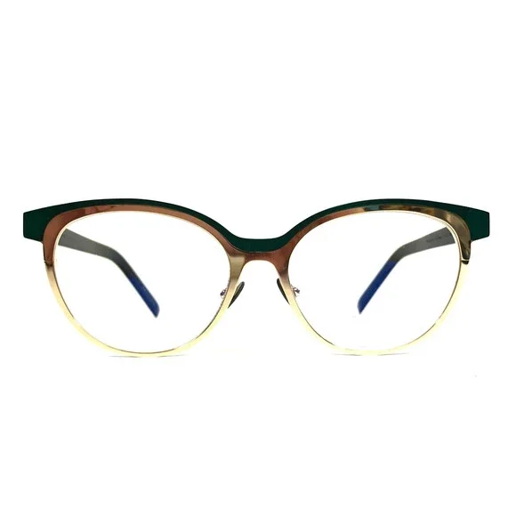 Tom Davies Eyeglasses Frames TD740 Col. 2214 Shiny Gold Black Green 51-15-140