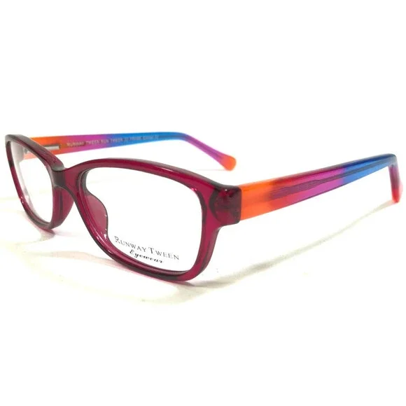 Runway Tween Eyeglasses Frames 33 PINK Blue Red Rectangular Full Rim 50-15-135