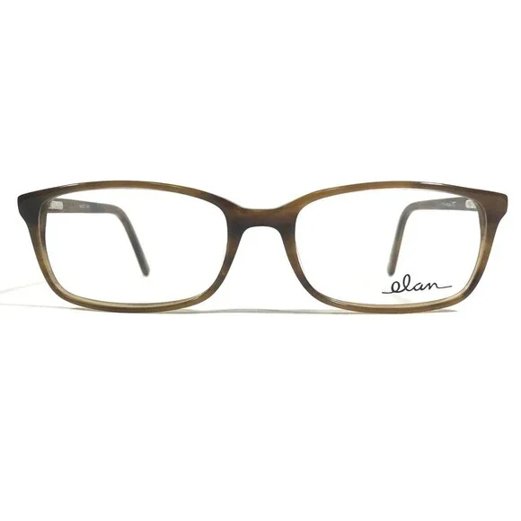 Elan 9307 Khaki Eyeglasses Frames Brown Horn Rectangular Full Rim 54-17-140