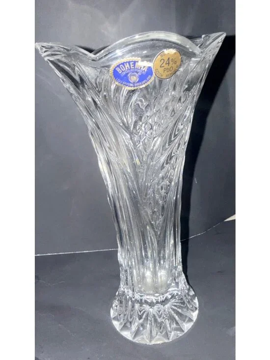 Bohemia 24% Lead Crystal Vase Czech Republic 10