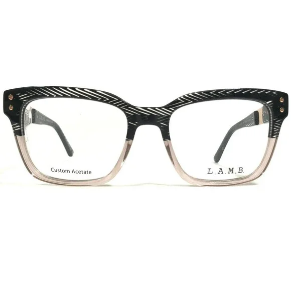 L.A.M.B Eyeglasses Frames LA045 BLK Black Pink Cat Eye Thick Rim 52-18-140