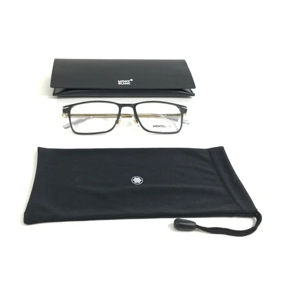 Montblanc Eyeglasses Frames MB0396ON 001 Black Gold Aluminum 54-18-145