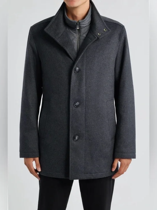 Hugo Boss Coxtan Wool-Cashmere Blend Coat in Medium Grey, 38R