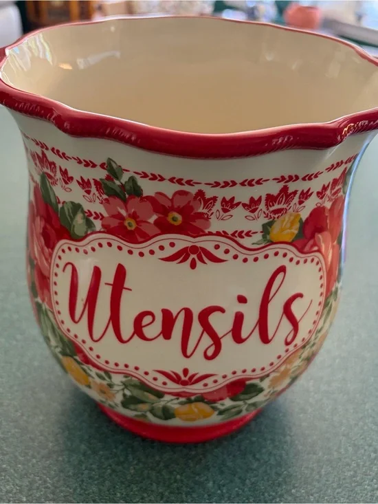 The Pioneer Woman Stoneware Large Utensil Crock Vintage Floral