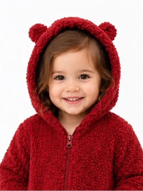 NWT 7 for All Madkind High Pile Fleece Pam in deep red, toddler size 24 months.