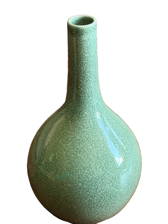 Celadon Crackle Glaze Bud Vase - Seafoam Green