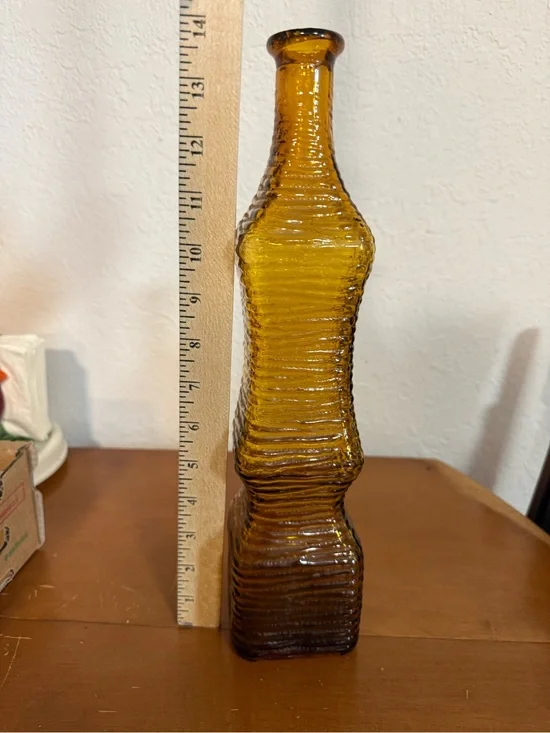 Amber Textured Glass Decorative Bottle - Amber