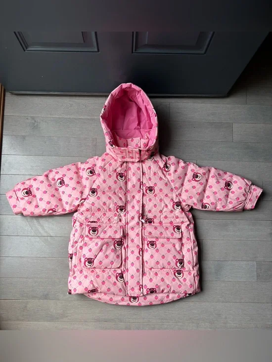 Girls Disney Baby Toddlers Pink Quilted Puffer Coat Jacket Toy Story Lotso Bear