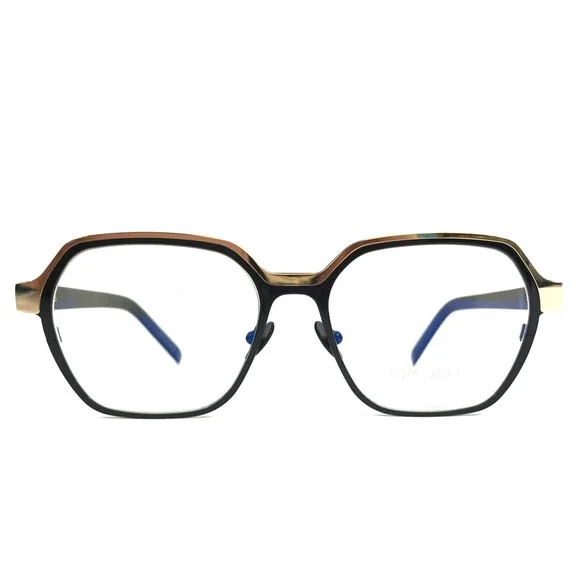 Tom Davies Eyeglasses Frame TD739 Col. 2248 Black Gold Hexagon 51-16-140