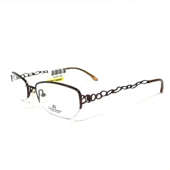 Catherine Deneuve CD-246 BRN Eyeglasses Frames Brown Oval Half Rim 52-17-135