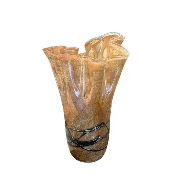 Blown glass iridescent handkerchief‎ vase