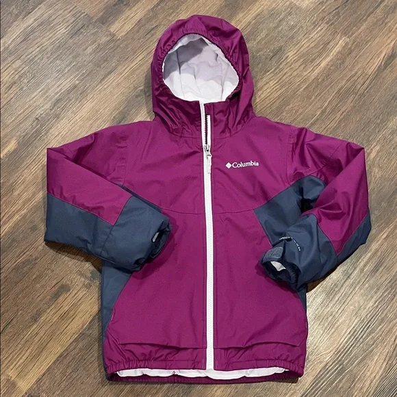 Columbia Girls' Plum and Navy Hooded Insulated Winter Jacket