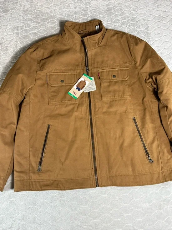 Levi’s Duck Canvas Quilted Work Jacket Men’s XL Brown Full Zip Insulated NWT