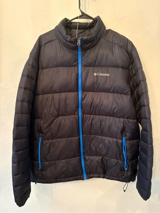 Columbia Black Jacket with Blue Accent Label
