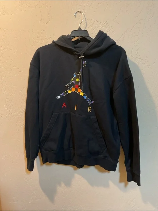 Jordan Men's Black Crewneck Hoodie with Multicolor Jumpman XL