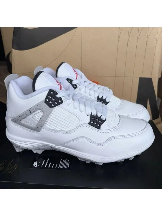 NEW Nike Jordan 4 Retro TD 'White Cement' HQ0207-106 Men's Size 8.5 Cleats