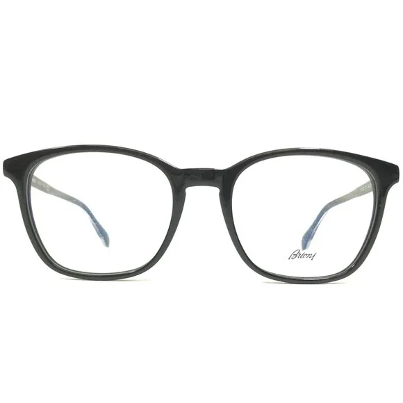 Brioni Eyeglasses Frames BR0033O 001 Black Silver Square Full Rim 52-20-145