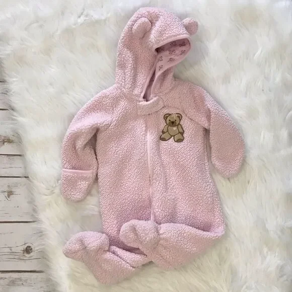 Baby Snowsuit Coat Bunting Baby‎ Girl 9 months Pink Bear winter
