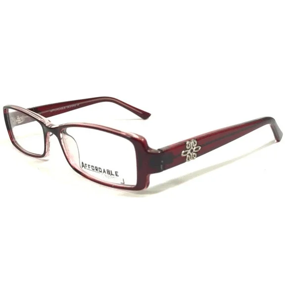 Affordable Designs Eyeglasses Frames MONICA BURGUNDY Red Rectangular 49-17-135