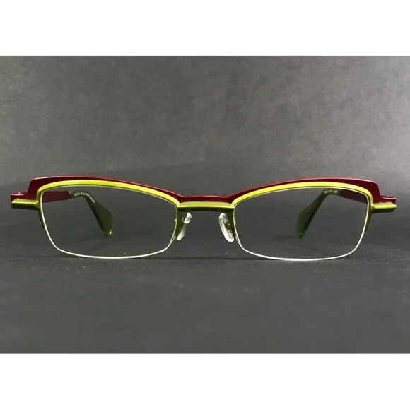 Face A Face Petite Eyeglasses Frames SWISS 3 9110 Red Green Cat Eye 46-19-125