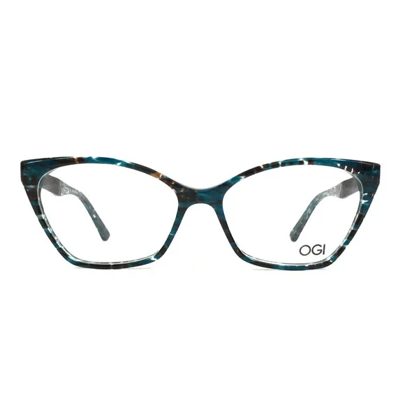 OGI Eyeglasses Frames EVOLUTION 2215/1840 Blue Brown Cat Eye Marble 54-16-140