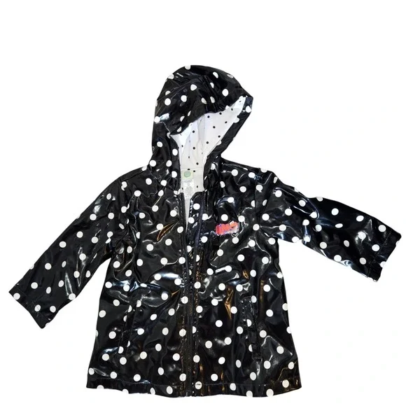 Little Me Girls 18M Black White Polka Dot Elmo Raincoat Hooded Jacket casual‎