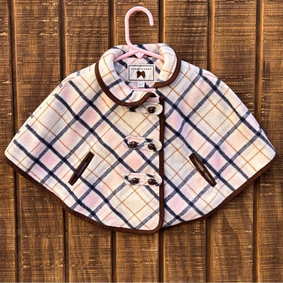 Janie and Jack Plaid Wool Blend Cape Poncho