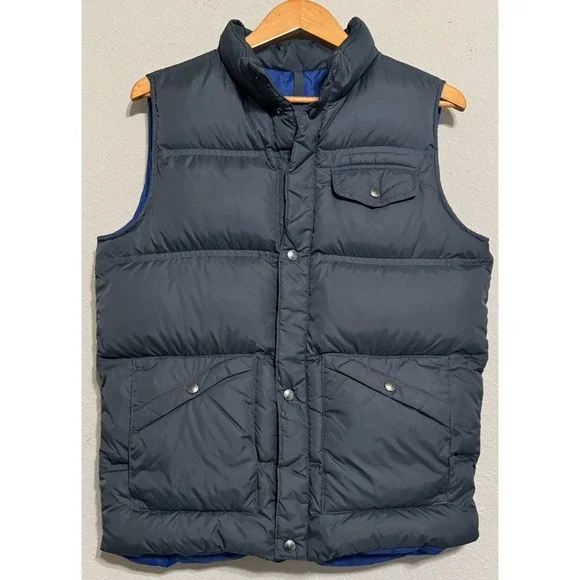 Lands End Quilted Down Puffer‎ Vest Snap Closure Gray, Boys Size XL 18/20
