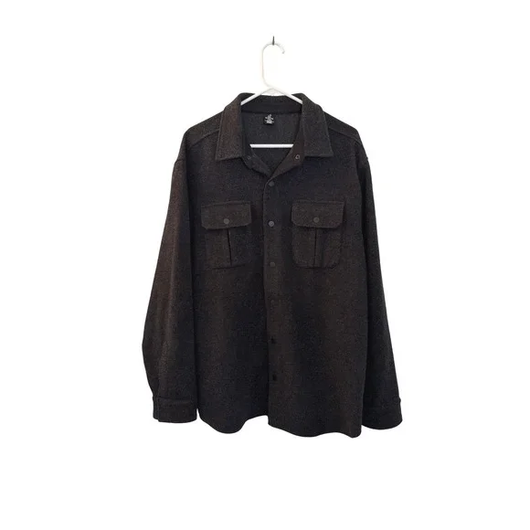Woolx Wilder Shirt Jac Mens XL‎ Charcoal Grey Merino Wool Blend Overshirt Jacket