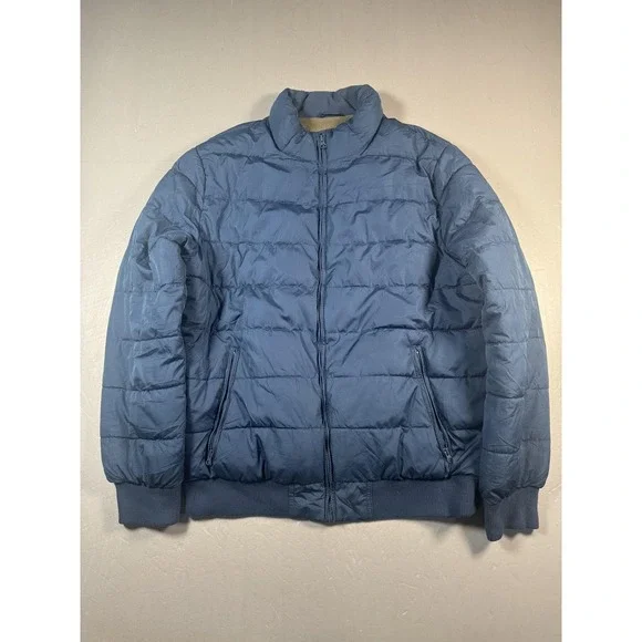 GAP Jacket Mens Large Blue Puffer Full Zip Insulated Winter Warm Quilted‎ Coat
