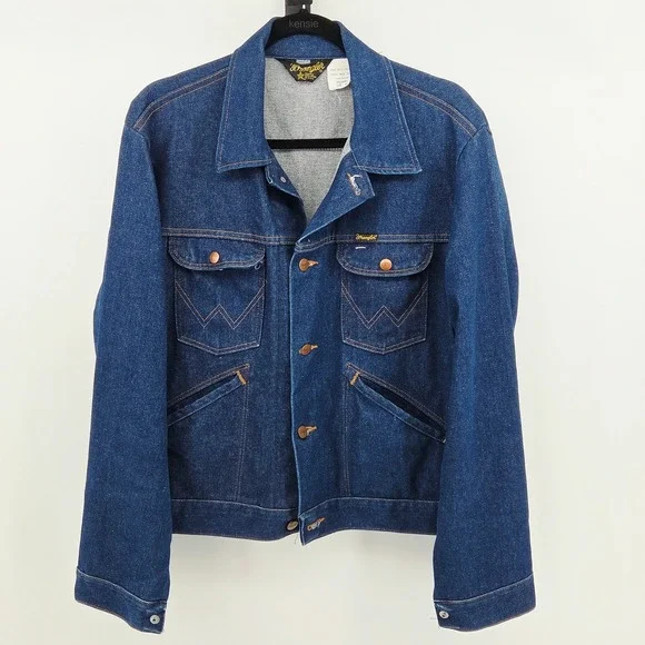 Wrangler Mens 44 Vintage 1980s Prorodeo No Fault Denim Trucker Jacket 74126NV
