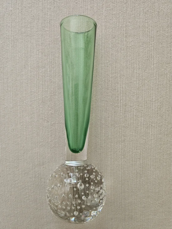 GUC MCM (Mid Century Modern) Green and Clear Bud Vase