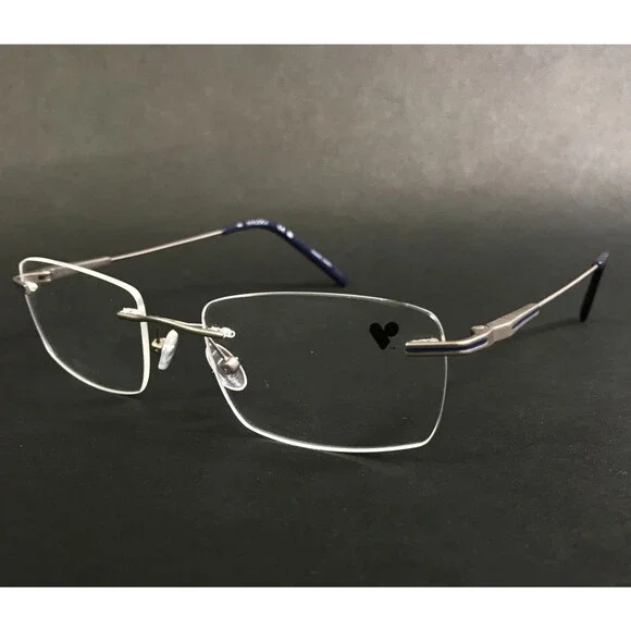 Airlock Eyeglasses Frames CALIBER 203 046 Matte Silver Blue Rimless 52-18-145