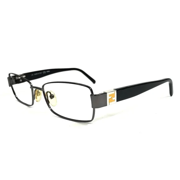 Fendi Eyeglasses Frames F997 033 Black Gray Rectangle Wire Rim 52-17-135