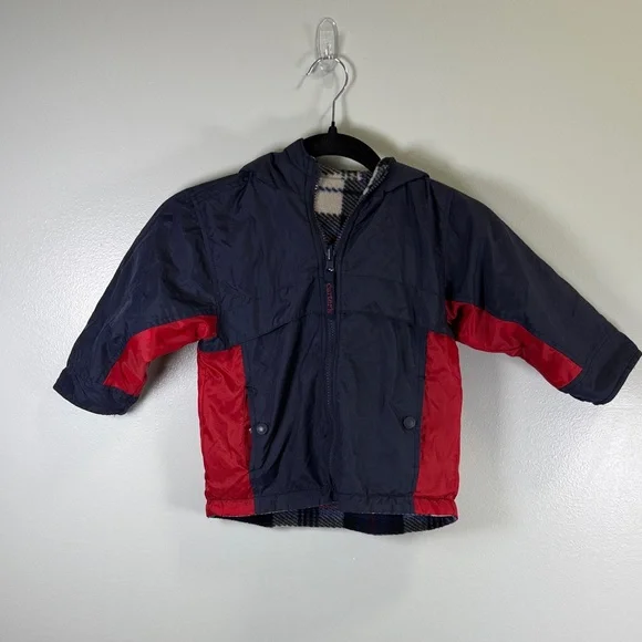 Vintage Carter's Navy‎ and Red Fleece-lined Hooded Coat for Kids Size 3T