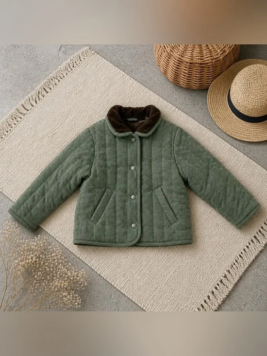 ZARA Quilted Corduroy Collar Jacket Baby Size 9-12 Months