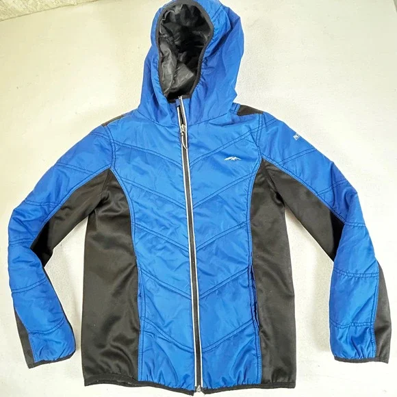 Pacific Trail Kids Blue Black Puffer Hooded Jacket Size L 14 16‎ Winter Coat