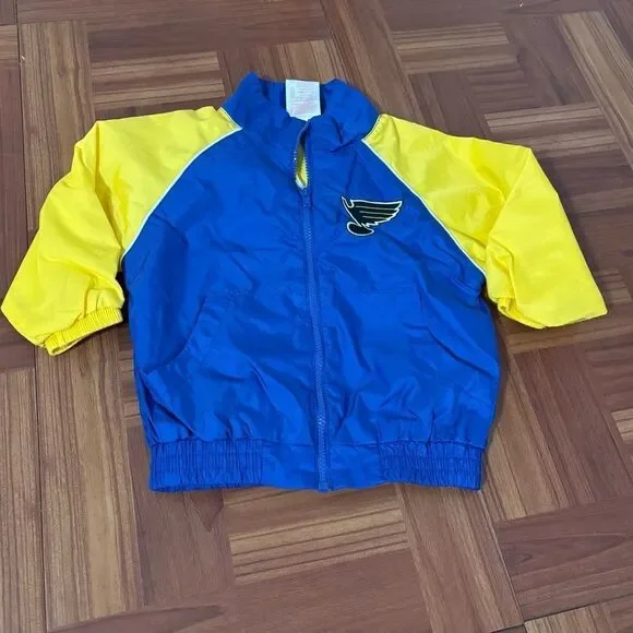 NHL‎ Vintage 90’s Kid Athlete St.Louis Blues Hickey Nylon Windbreaker Jacket 12M