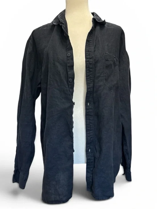 Tommy Bahama Men's Black Linen Button-Up Shirt Jacket #689