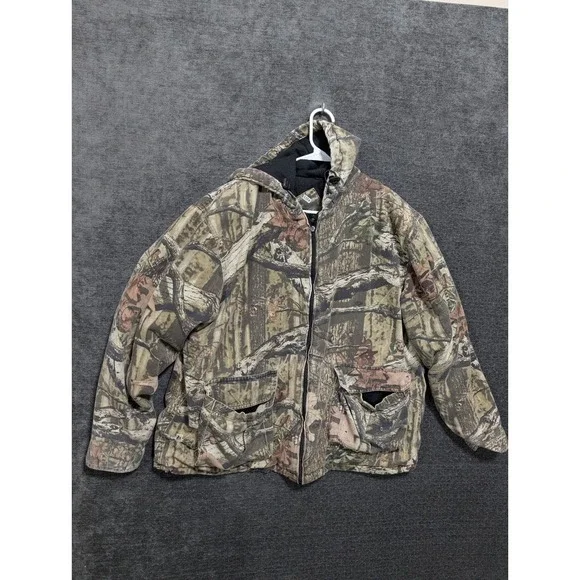 Mossy Oak Break-Up Infinity Camo Hooded Jacket Mens XL Full Zip Hunting Coat