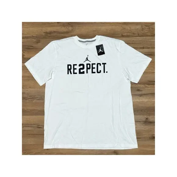 2013 Air Jordan RE2PECT Derek Jeter White Black Short Sleeve 708586-100 Shirt