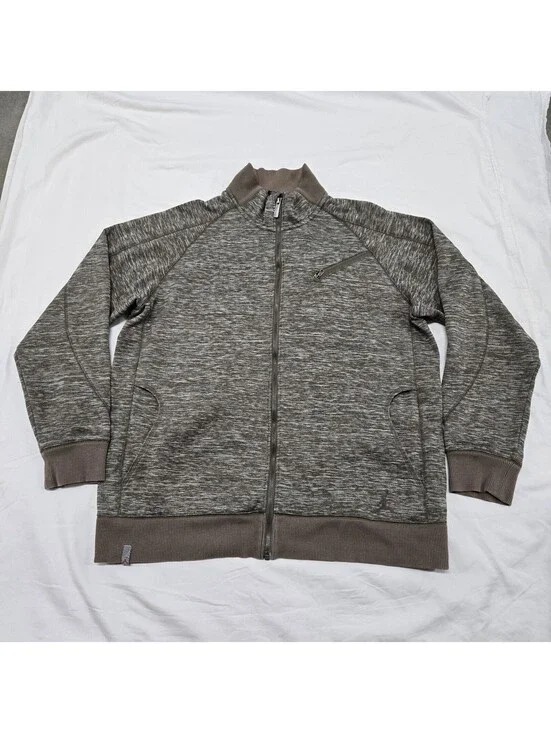 EUC Mens XL Air Jordan Retro 3 Brown Jacket Full-Zip Jumpman Logo Sweater 437345