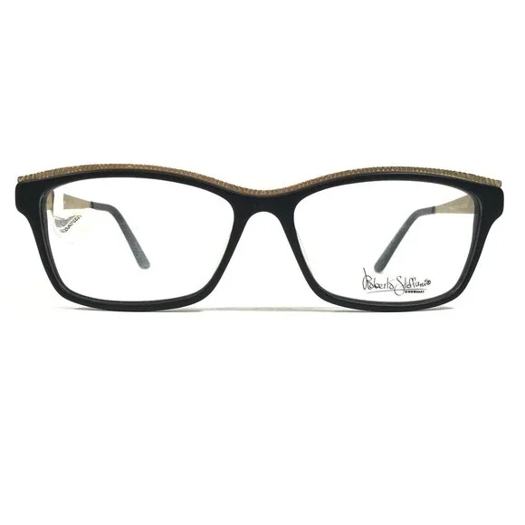 Roberto Steffani RS 160 COL 90 Eyeglasses Frames Black Gold Square 54-15-135
