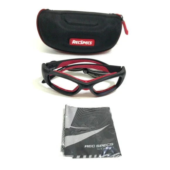 Rec Specs Athletic Goggles Frames SLAM 230 Matte Black Red Strap 49-17-135