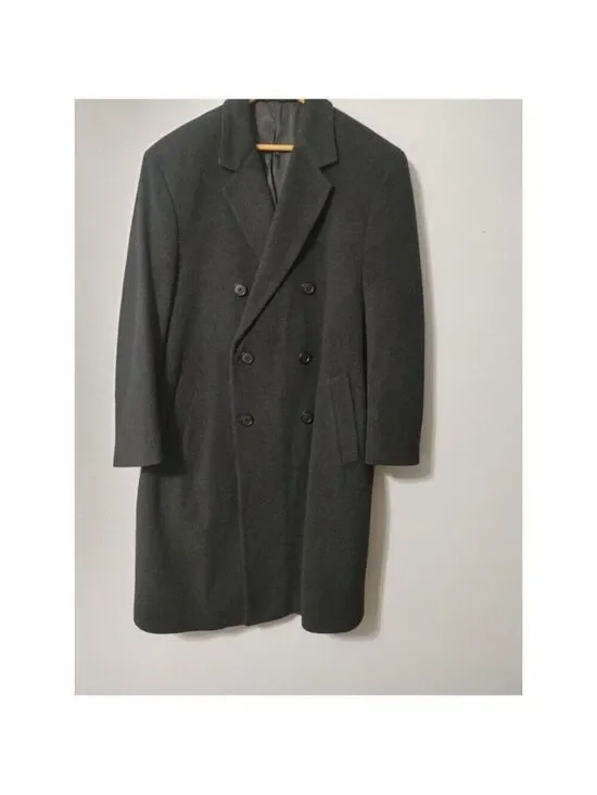 Men's LONDON FOG Beautiful Black Wool Double Breasted Coat 42S